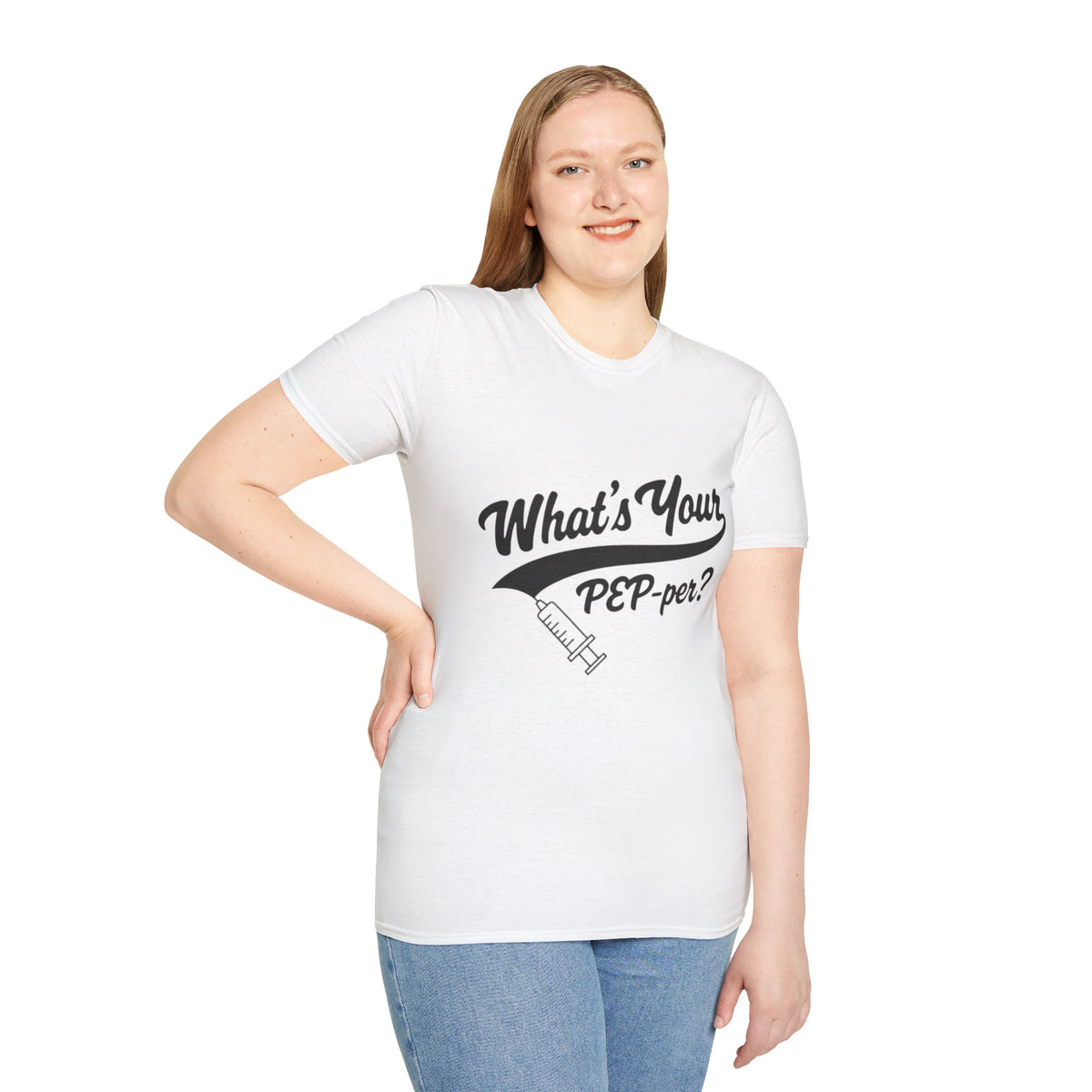 T-Shirt — "What's Your PEP‑per?" Funny Medical Syringe Graphic Tee