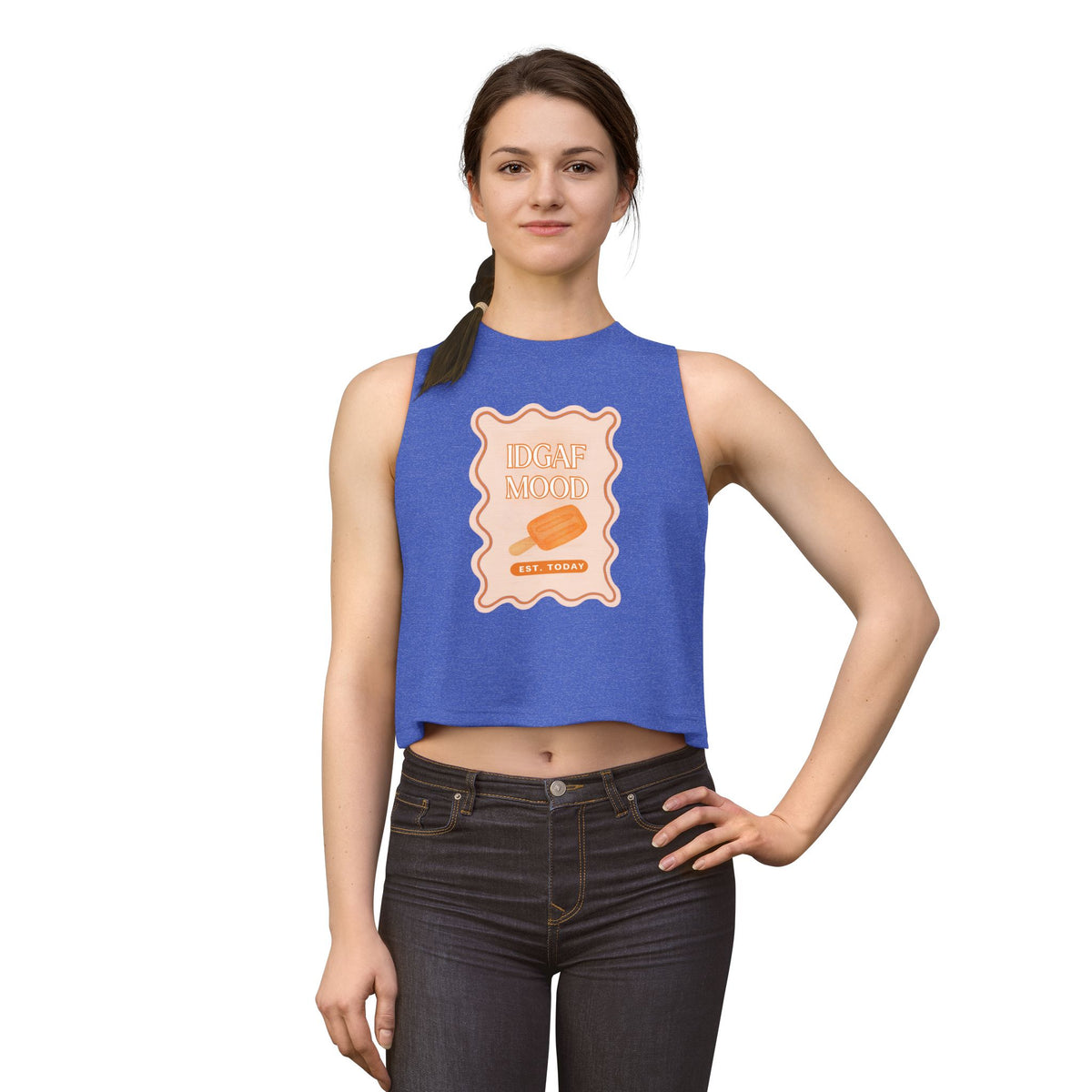DGAF Mood Crop Top — Retro Orange Popsicle Graphic Women's Tank