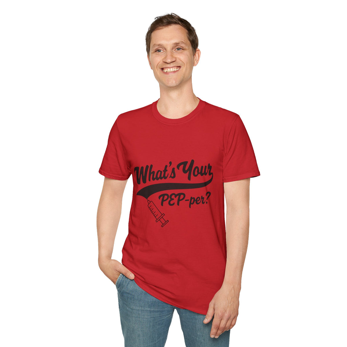 T-Shirt — "What's Your PEP‑per?" Funny Medical Syringe Graphic Tee