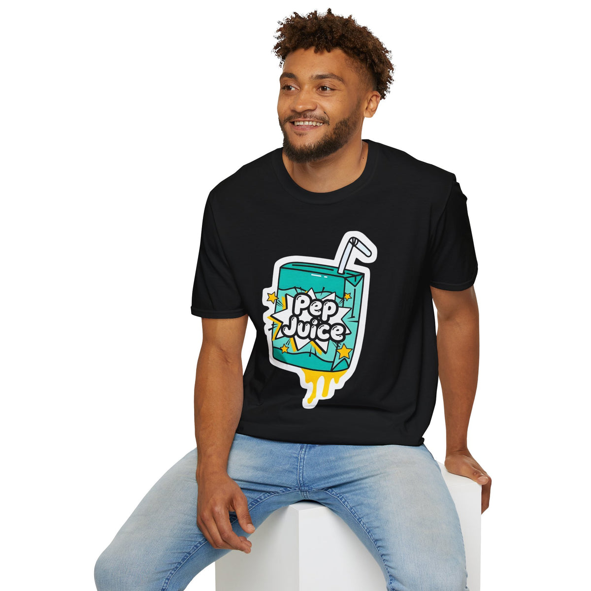 Pep Juice Retro Tee — Cute Cartoon Juice Box Graphic T-Shirt