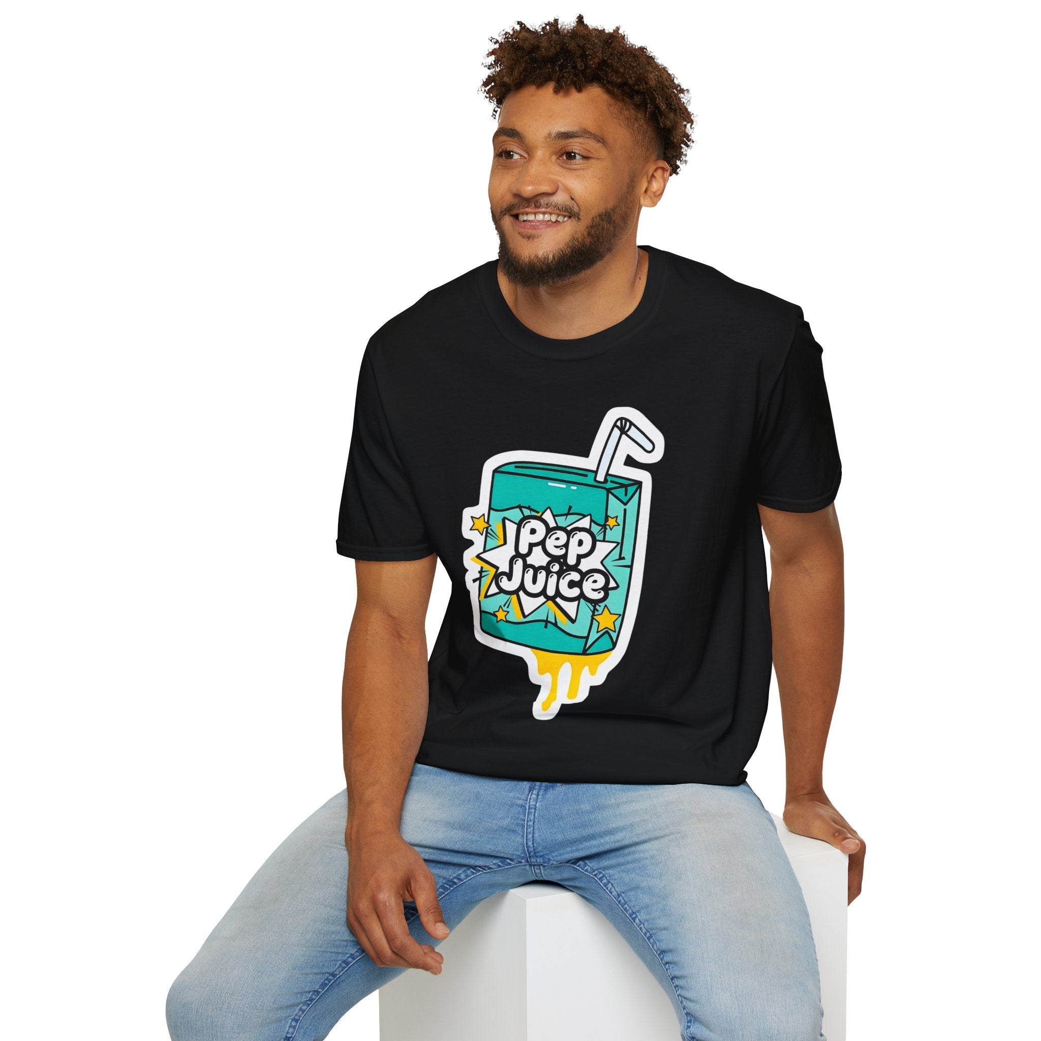 Pep Juice Retro Tee — Cute Cartoon Juice Box Graphic T-Shirt