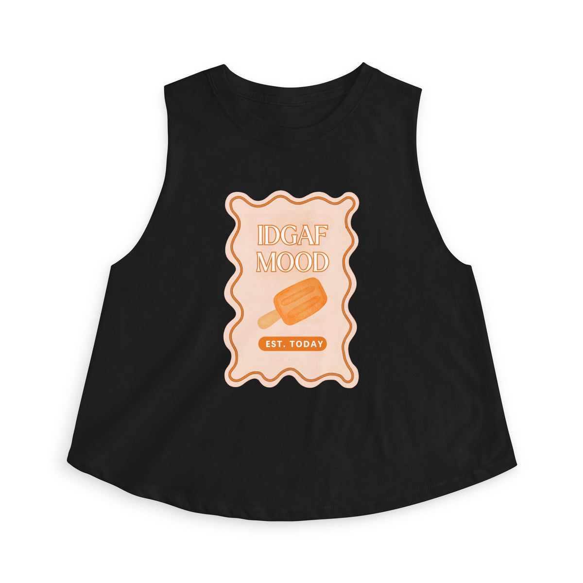 DGAF Mood Crop Top — Retro Orange Popsicle Graphic Women's Tank