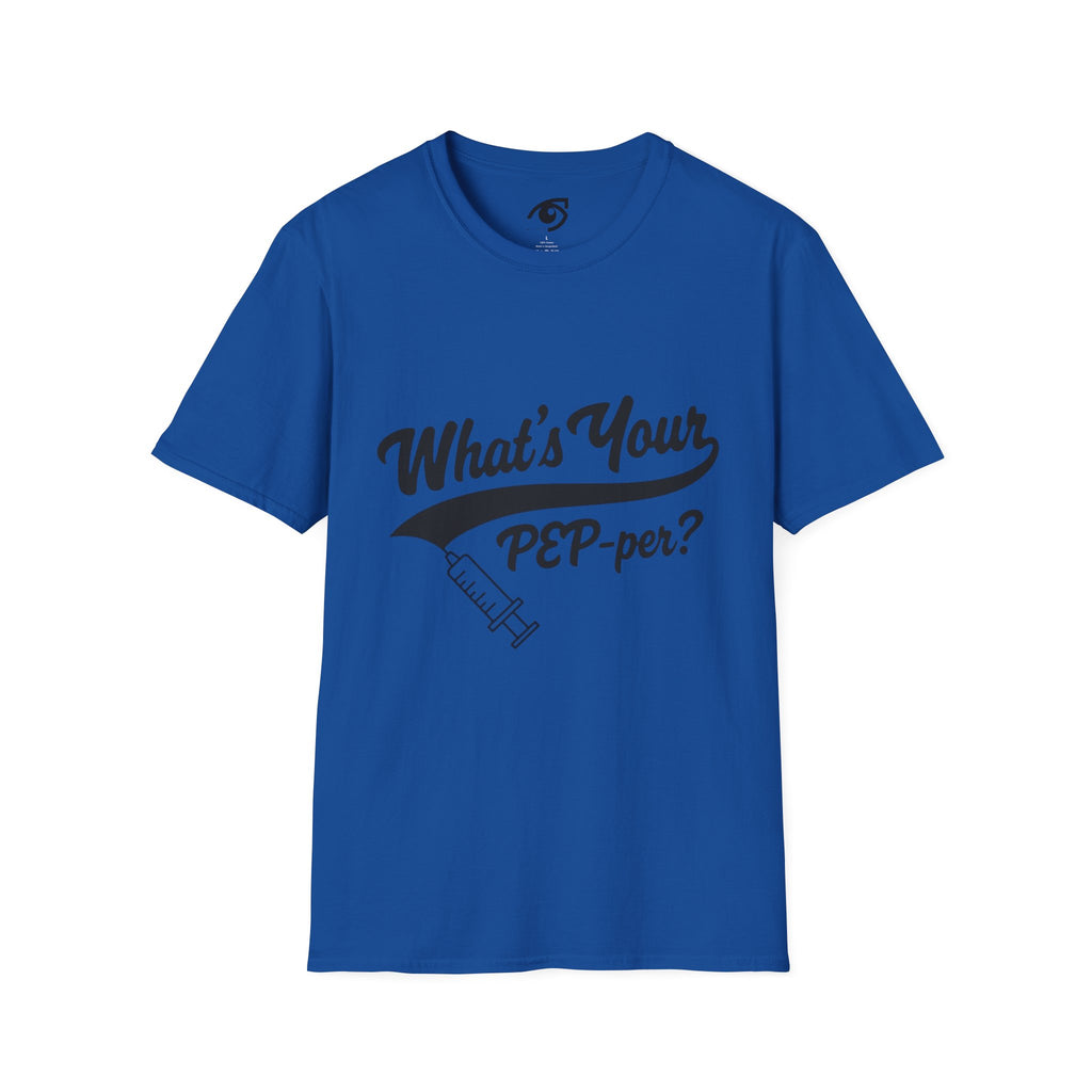 T-Shirt — "What's Your PEP‑per?" Funny Medical Syringe Graphic Tee