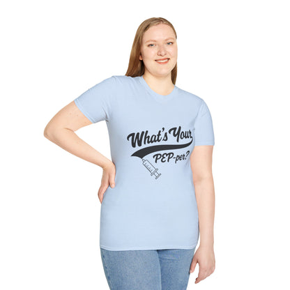 T-Shirt — "What's Your PEP‑per?" Funny Medical Syringe Graphic Tee